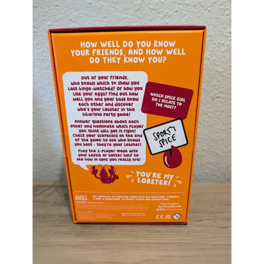 Professor Puzzle You're My Lobster Party Game Ages 12+ 2-6 Players 2023
